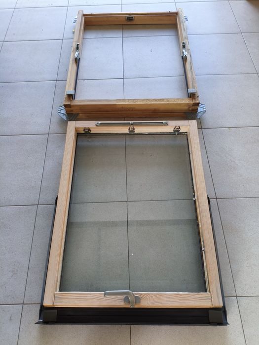 2 Janelas de Sótão OKPOL Primo 80x100 cm – Madeira, Usadas (Coimbra)