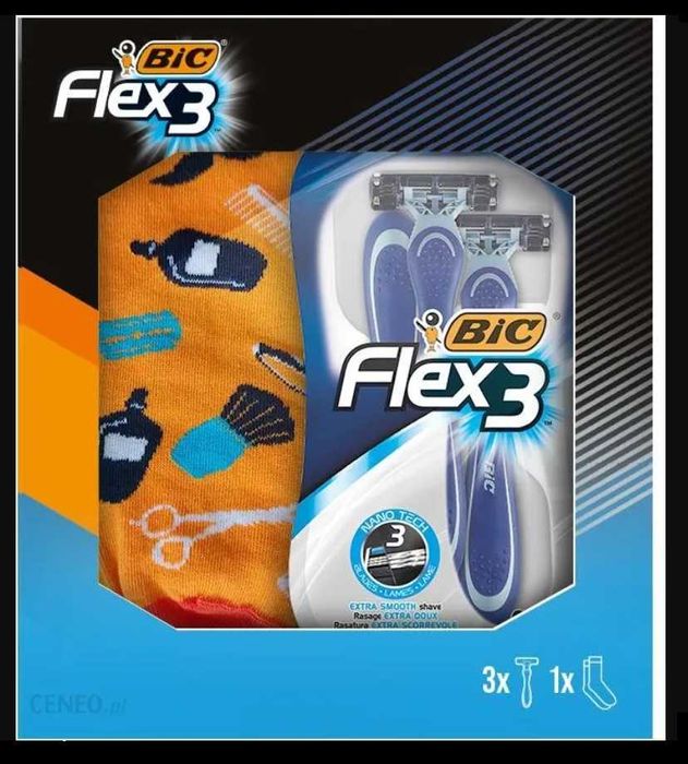 Zestaw BIC Flex 3 maszynki do golenia 3 szt + skarpetki - NA IMIENINY!