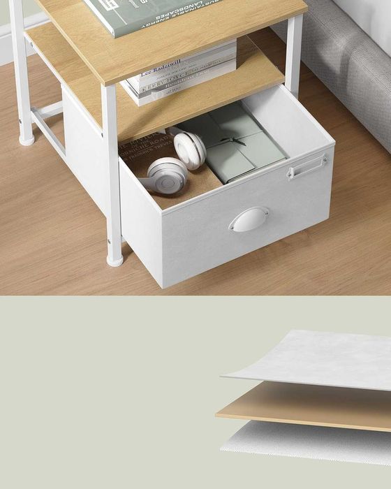 Organizer nocny szafka z szuflada dąb beżowy i chmura biała