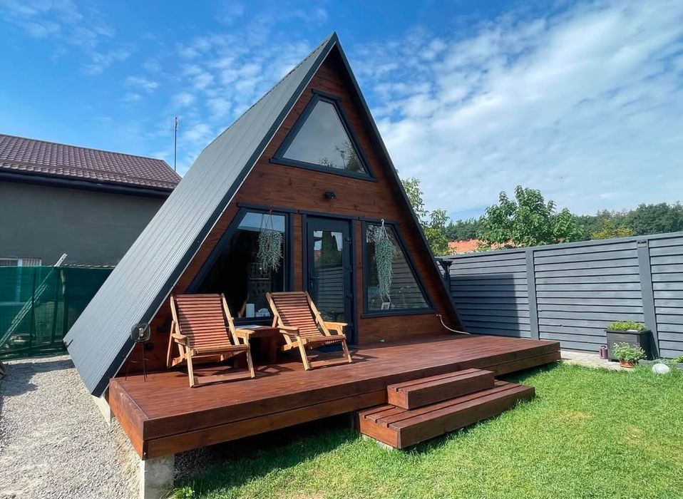 Каркасні деревяні будинки A-frame Барн хаус дім баня лазня