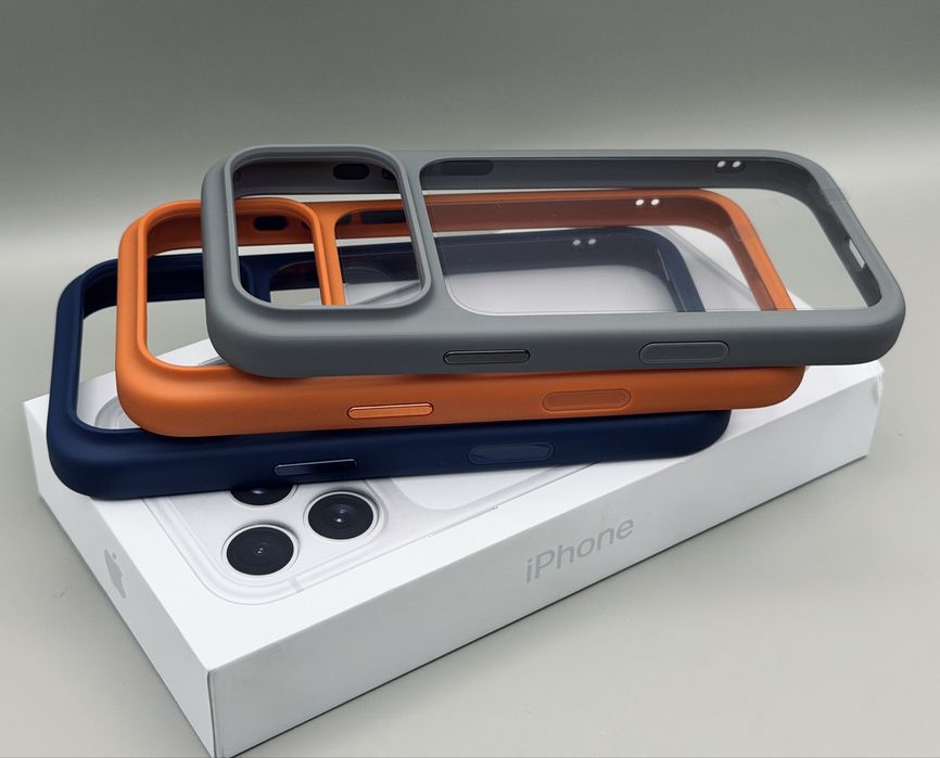 Чехол на iPhone 17 Pro Max Blue, 17 Pro Max Orange, 17 Pro Max Silver, Full Cover Camera Button, не желтеет!