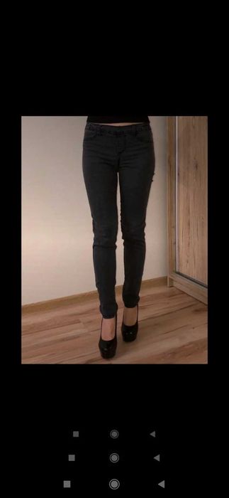 Spodnie New Yorker grafitowe czarne jeansowe dżinsy jeansy rurki 34