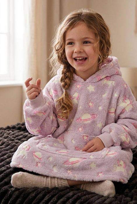 Marks & Spencer Світне худі ковдра  для дівчинки 5-6 років sherpa borg толстовка худи светится в темноте  флис