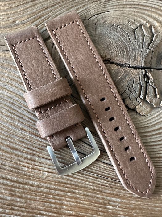 Pasek do zegarka 22 mm brązowy handmade skóra naturalna ręcznie robiony