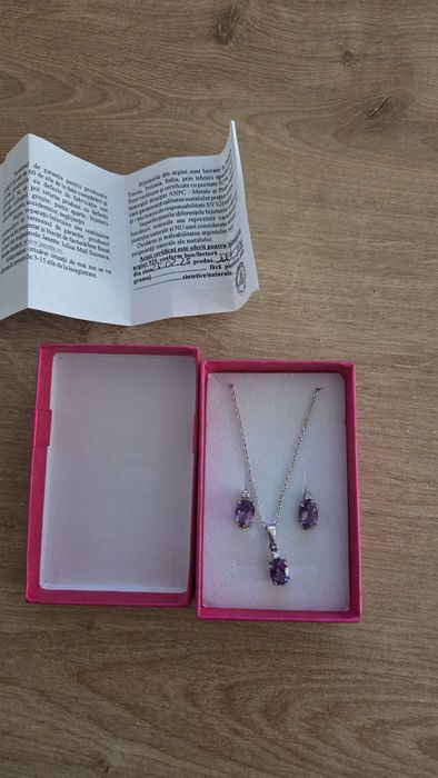 Srebrne kolczyki, zawieszka i łańcuszek - komplet