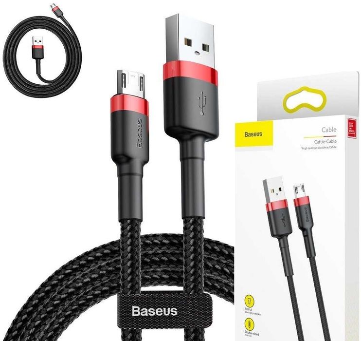 Kabel USB do Micro USB Baseus Cafule 2.4A 0,5m (czerwono-czarny)