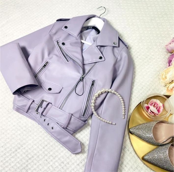 Куртка кохуса шкірянка еко шкіра лавандова фіолетова бузкова zara