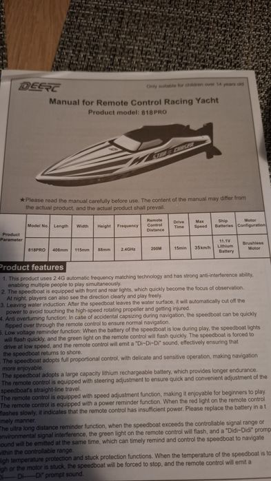 Deerc motorówka zdalnie sterowana 35km/h