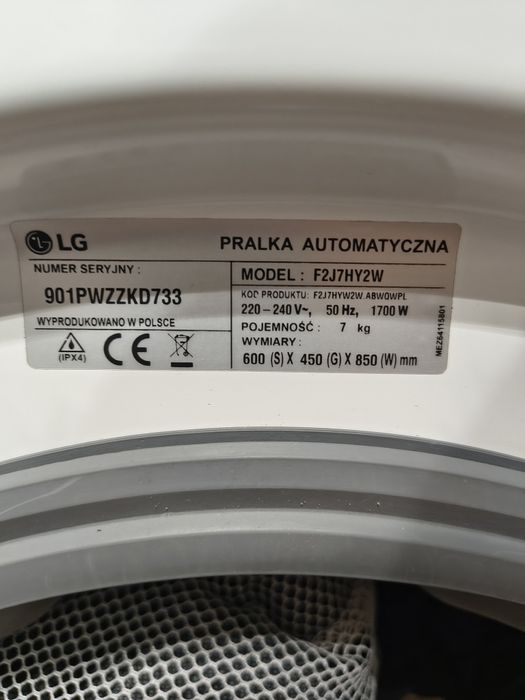 Pralka LG slim inwerter 45 cm 6 lat