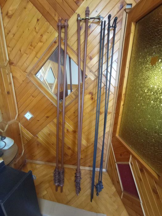 Zestaw: 2 podwójne karnisze drewniane 200 cm brązowe