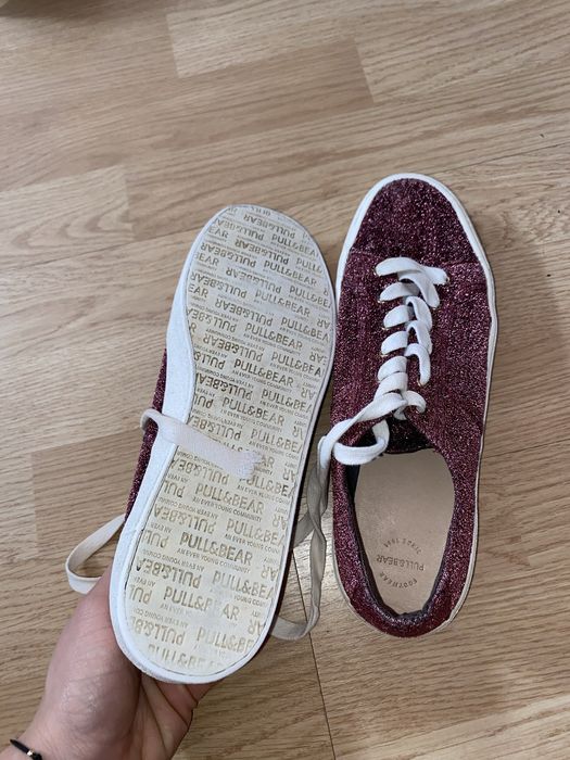 Trampki na platformie, sneakersy Pull&Bear 39 brokatowe