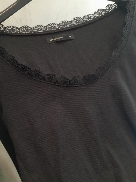 Лонгслив с кружевом, кофта в рубчик Y2K