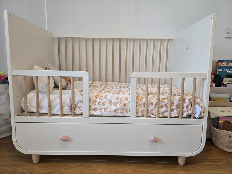 MYLLRA berço c/ gaveta 60x120 branco + Colchão Pikolin Respirável Bultex Luna