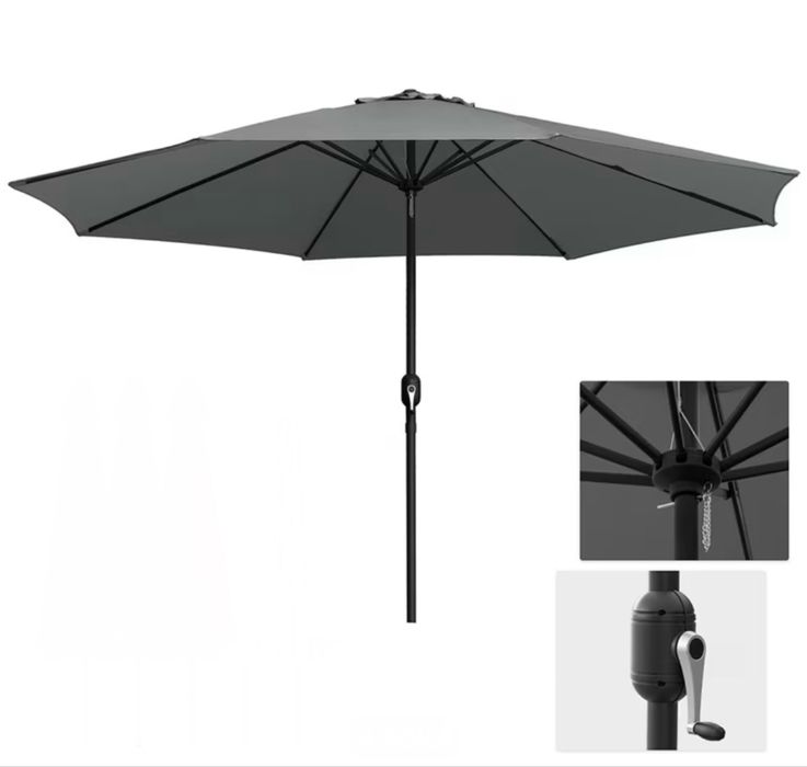 Parasol ogrodowy 350 cm szary
