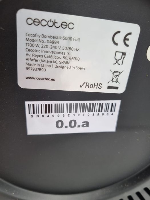 Cecotec bombastik 6000 full frytkownica beztłuszczowa
