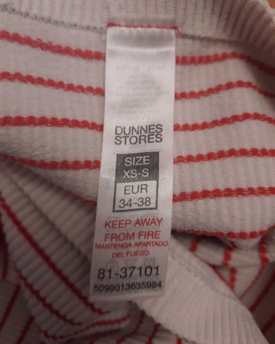 Crop top w paski bluzka biało czerwona bluzeczka Dunnes XS S 34 36