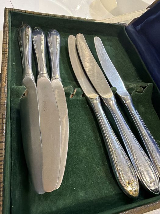 Ножі нержавіючі ссср з орнаментом в футлярі