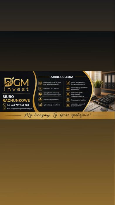 Usługi księgowe-KPiR,Ryczałt, Spółki,Leasing,Pomoc w prowadzeniu Firmy