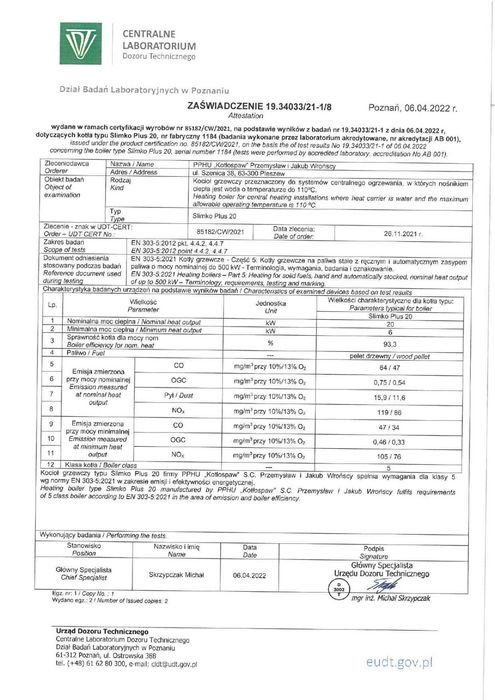 Kocioł pellet Slimko PLUS 20 kW Kotłospaw