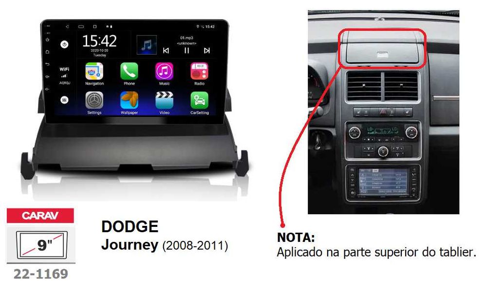 (NOVO) Rádio 2DIN DODGE • Caliber • Journey • Ram • Android GPS