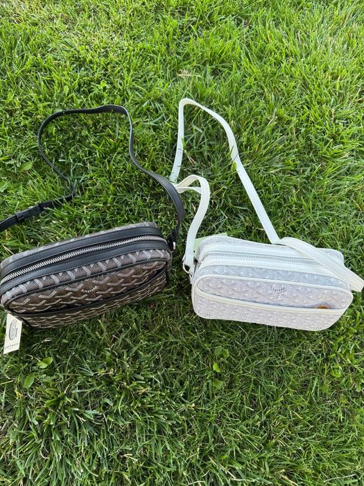 Сумка Goyard месенджер через плече гуаярд чорна і біла