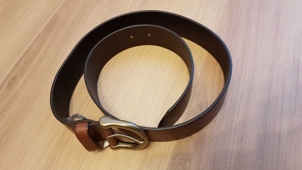 Nowy skórzany pasek do spodni dł. 100 cm brązowy włoska skóra old navy