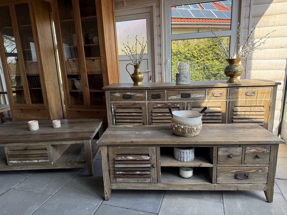 ZESTAW meble do salonu shuttersy z odzysku recykling drewniane taras