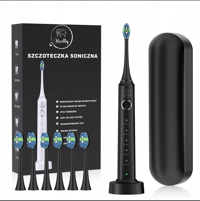 Nowa czarna szczoteczka soniczna Heelly