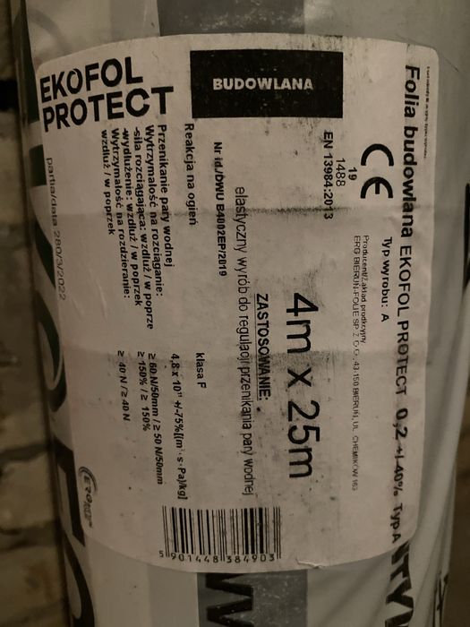 Folia budowlana 0,2 mm 100 m2 atestowana gruba membrana atest