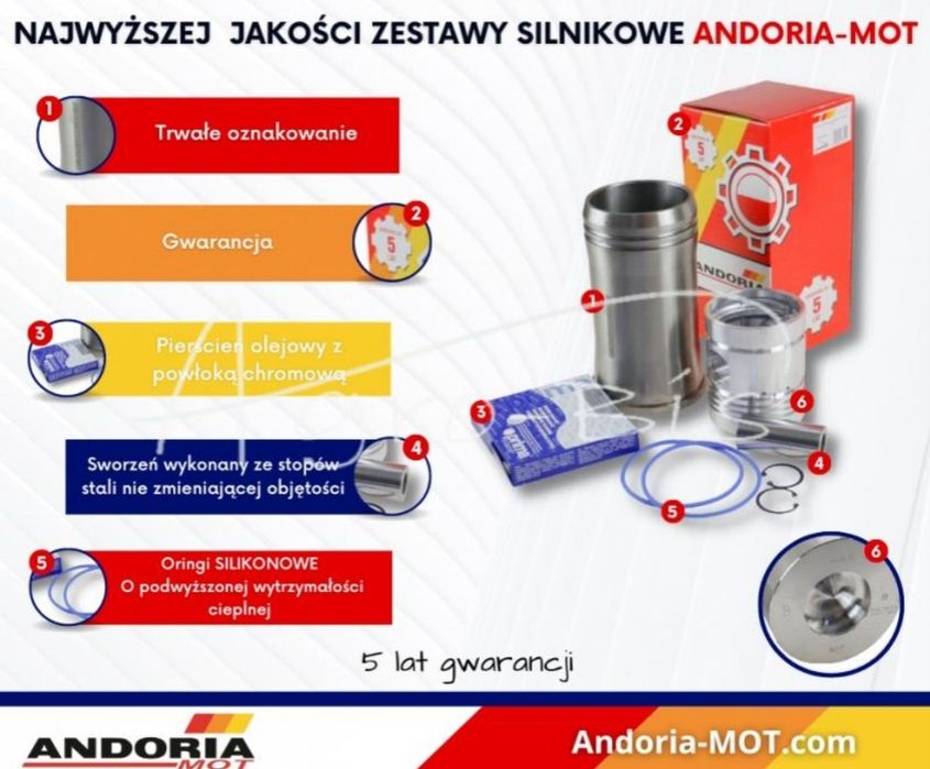 Zestaw naprawczy silnika Zetor 102 4 pierścienie Andoria