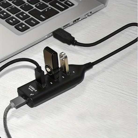 USB-хаб на 4USB 2.0, USB-Hub, 1 м, чорний