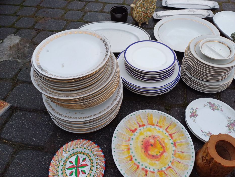 Talerze wazony ceramika porcelana zastawa porcelit PRL filiżanki dzban