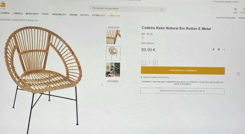 Cadeira de jardim Natural em Rattan e Metal