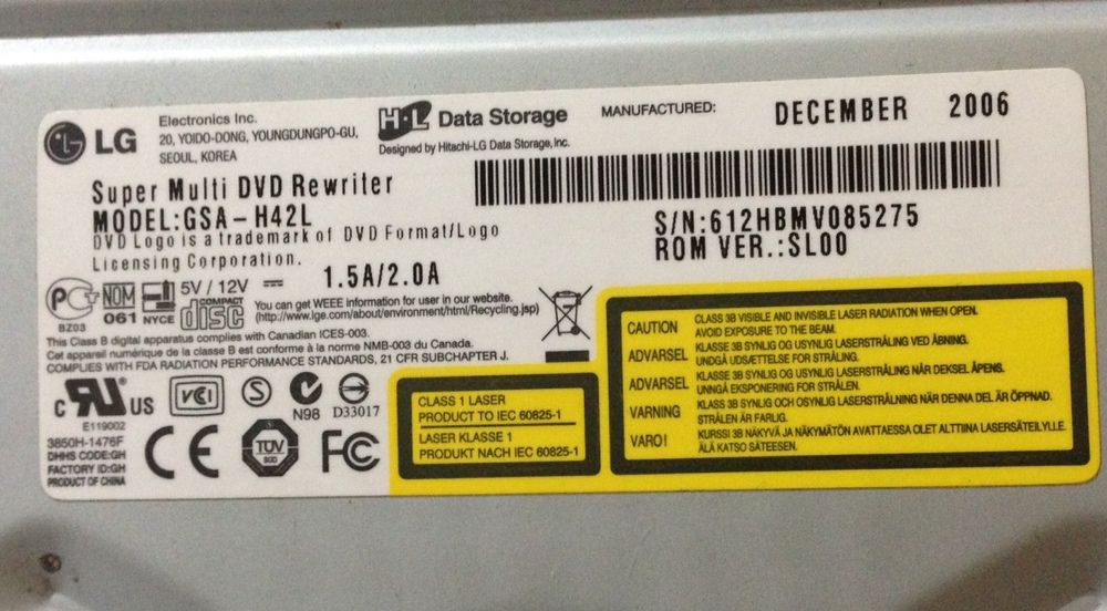 Gravador DVD LG preto