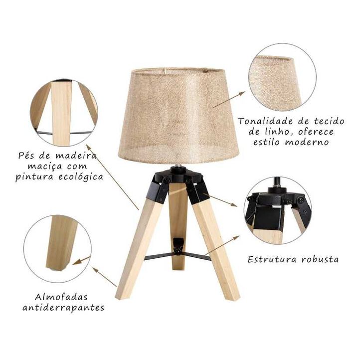 Candeeiro de mesa moderno com base de tripé