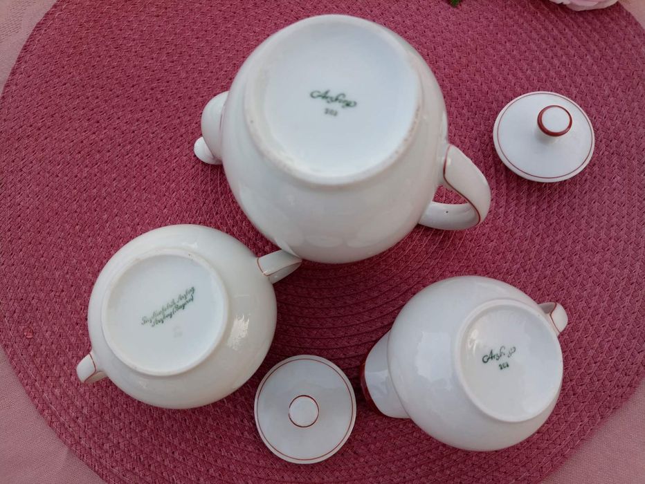 Stara Porcelana ARZBERG Germany Zestaw do kawy Dzbanek Cukernica Mlecz
