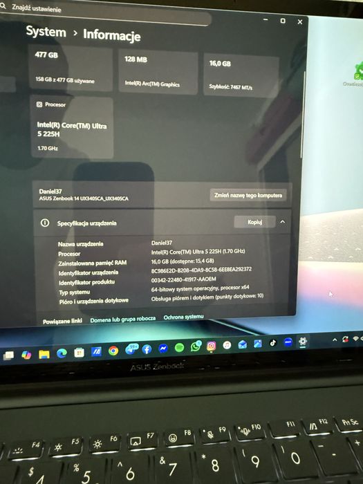 Okazja Asus Zenbook 14” UX3405C ultra 5 ,ram 16gb ,ssd 512g
