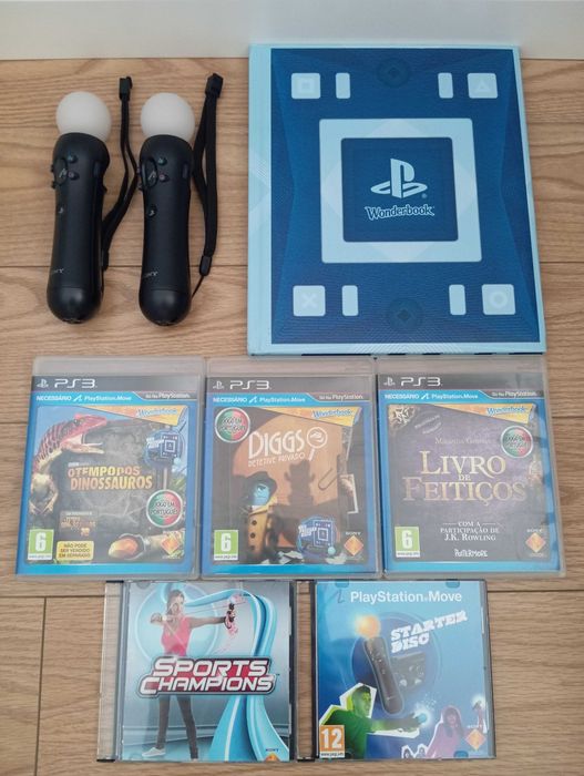 Comandos de movimento Sony + câmera + jogos + livro Wonderbook (PS3 PlayStation 3)