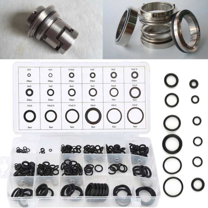 Zestaw uszczelek do wody uszczelki oringi duży zestaw 225 sztuk gumowe
