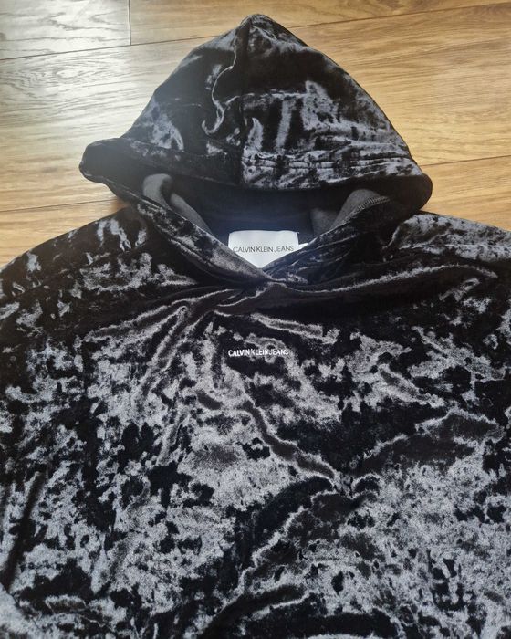 Bluza welurowa aksamitna Calvin Klein r. S / M ciepła z kapturem