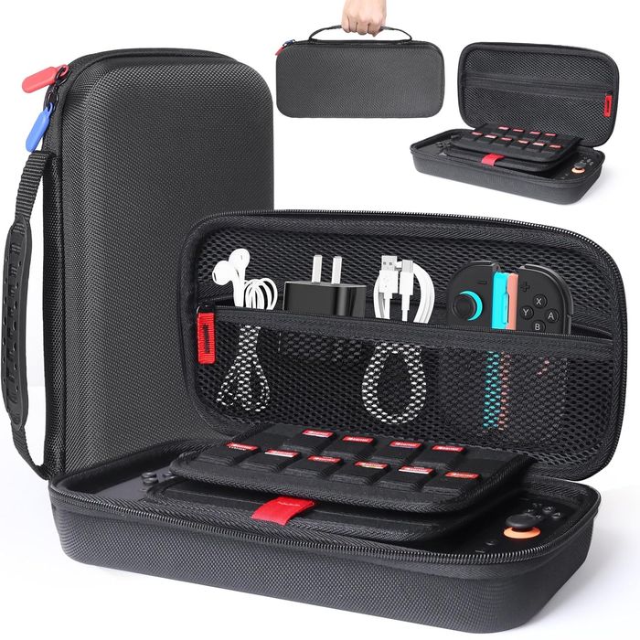 Etui na Nintendo Switch 2, czarne, podróżne, 24 gry
