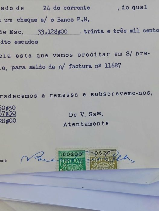Antigo documento de crédito anos de 1970, com selo de aniversário