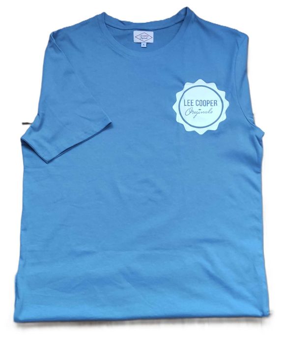 T-Shirt Koszulka Lee Cooper M 100% Bawełna Męska Niebieska Logo