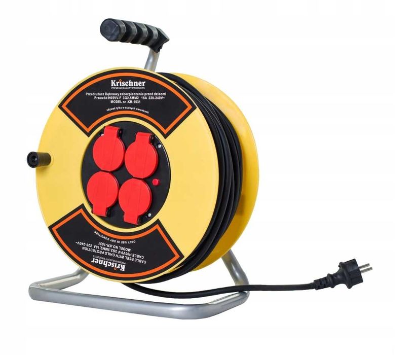 PRZEDŁUŻACZ NA BĘBNIE bębnowy 50m 3x2,5 z klapkami budowlany