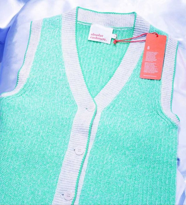 ABSOLUT CASHMERE kamizelka M/L kaszmirowa zielona seledynowa Cena Producenta: € 630