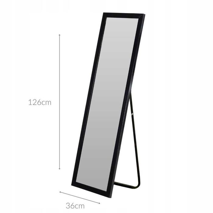 NOWE Lustro Stojące Czarne W Ramie Duże Prostokątne Pionowe Wysokie
