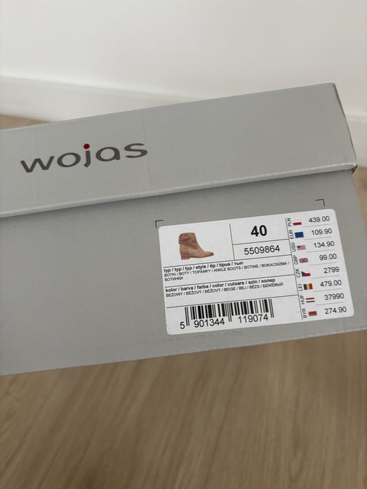 botki Wojas 40 skóra naturalna jasny brąz