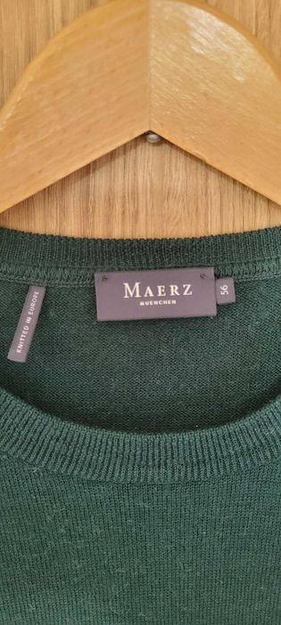 Ciemnozielony męski sweter wełna merino Maerz Muenchen,roz 56