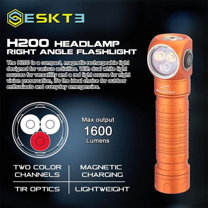 Skilhunt ESKTE H200 4000K 5000K 519A Cree 620 nm світильник