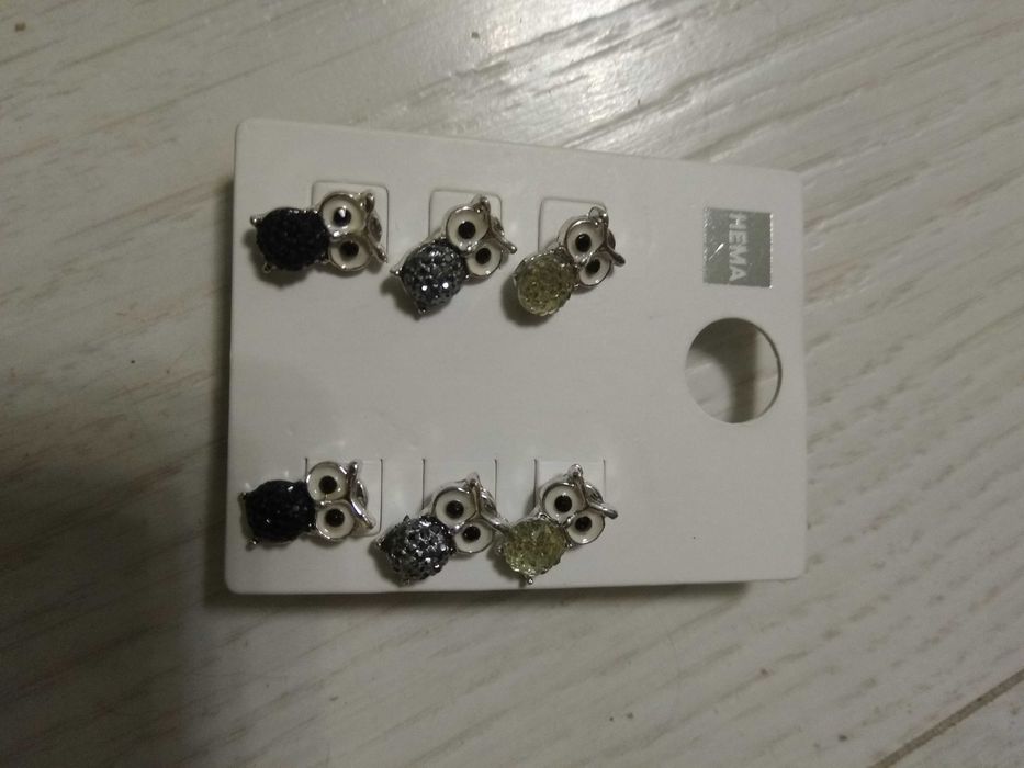 Серьги - совы (набор из трех)